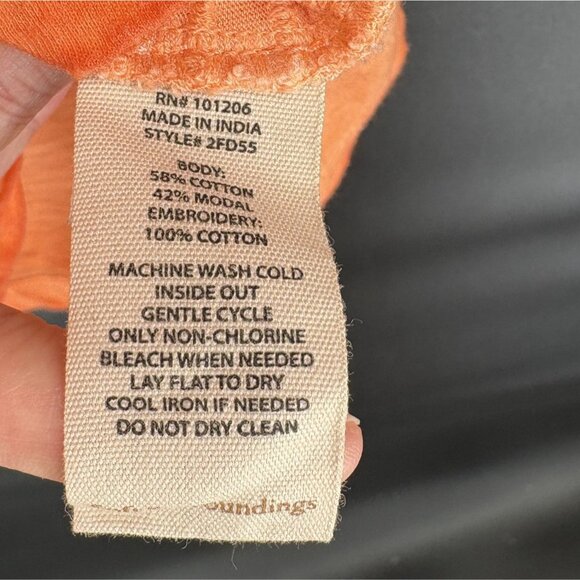 Soft Surroundings Floral Embroidered Sleeveless Tunic Top S Orange Coastal Modal - Picture 5 of 9